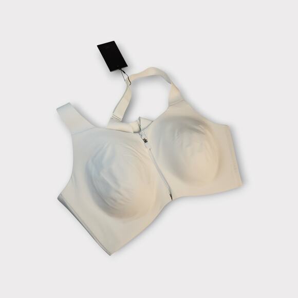Knix Womens Catalyst Sports Bra 8 White Front Zip High Support - Picture 1 of 4
